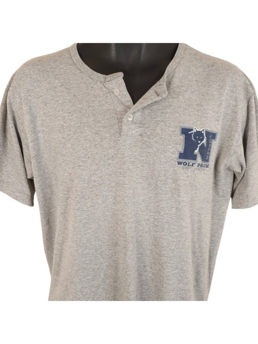 Nevada Wolf Pack T Shirt Mens Size Medium Gray Henley NCAA University